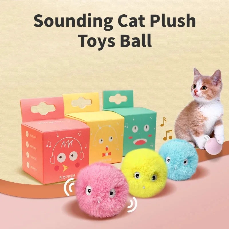 Sound-Activated Cat Toy Balls - Chirping Plush Interactive Play Balls